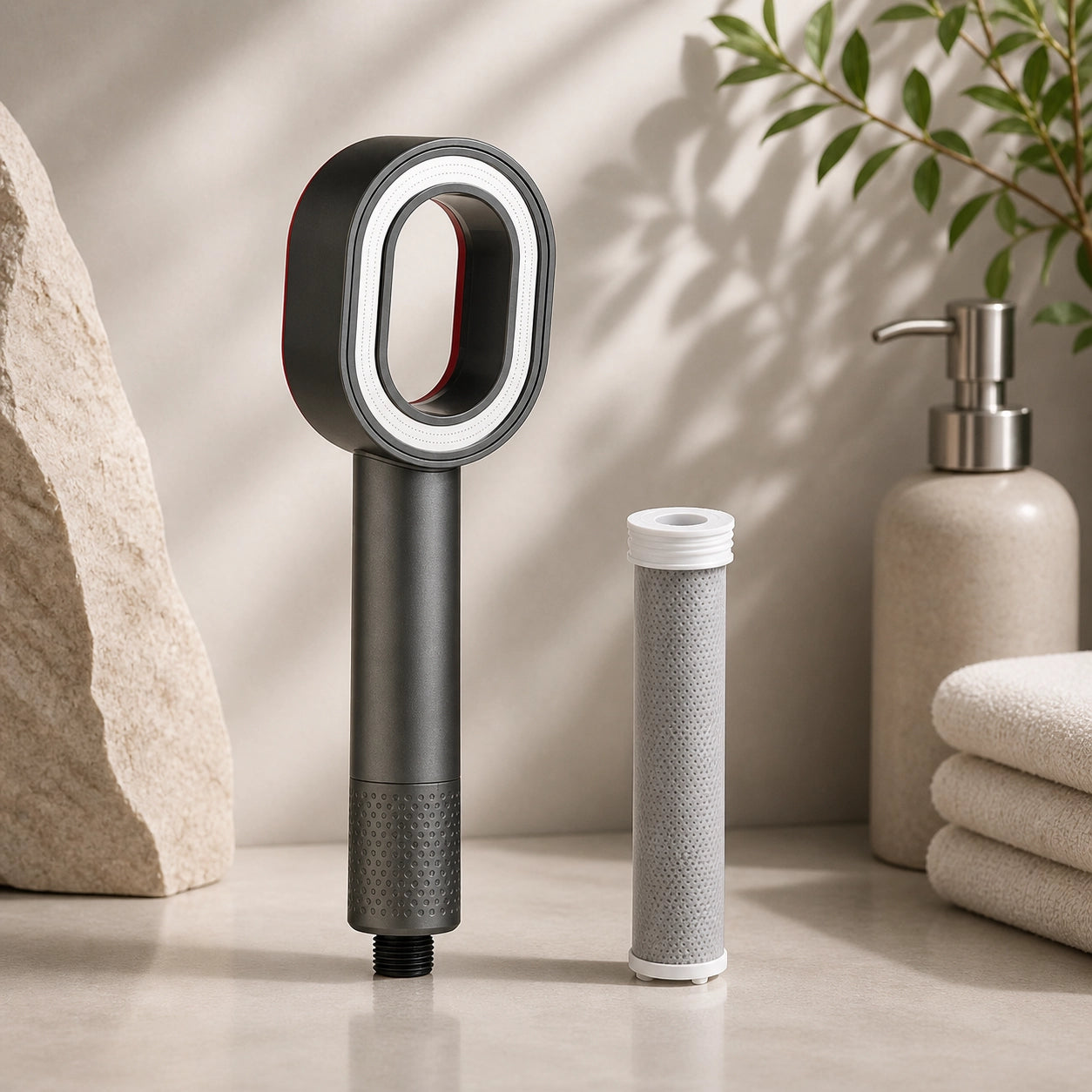 Duschkopf mit Filter & Hochdruck – Wassersparende Handbrause Schwarz | Kalkfilter & Tiefenreinigung