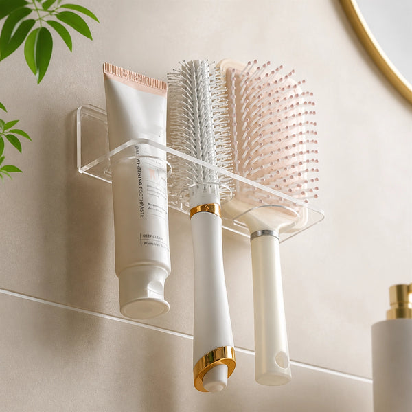 Acryl Kamm Halter Wandmontiert – Transparenter Bad Organizer für Bürsten & Zubehör | Platzsparendes Regal