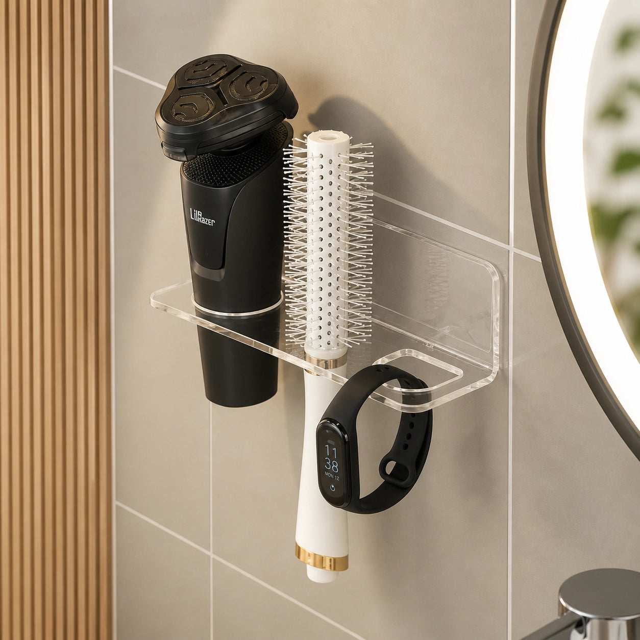 Acryl Kamm Halter Wandmontiert – Transparenter Bad Organizer für Bürsten & Zubehör | Platzsparendes Regal