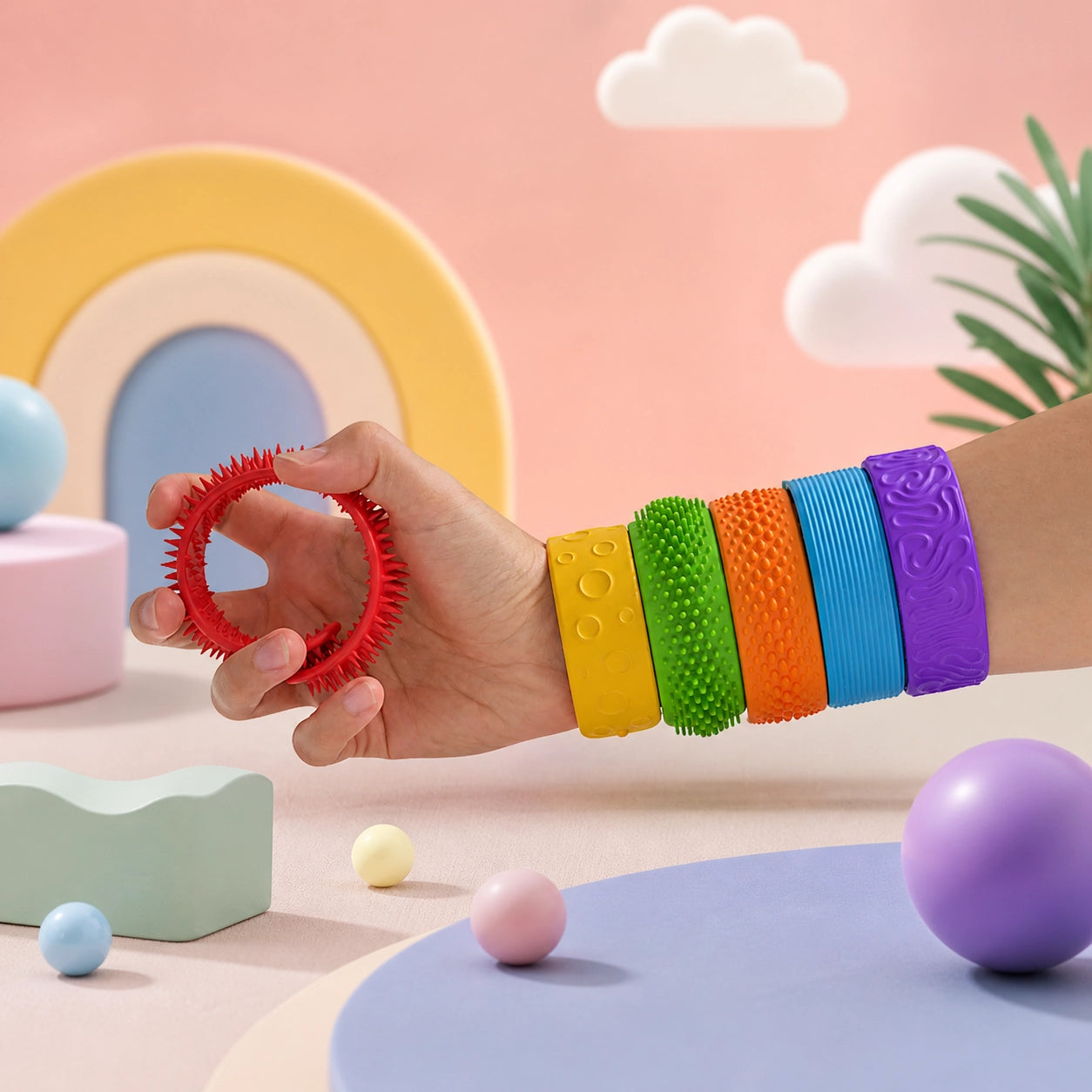 Sensorische Fidget Armbänder 6er Set – Silikon Slap Armbänder gegen Stress & Unruhe | Autismus & ADHS Spielzeug