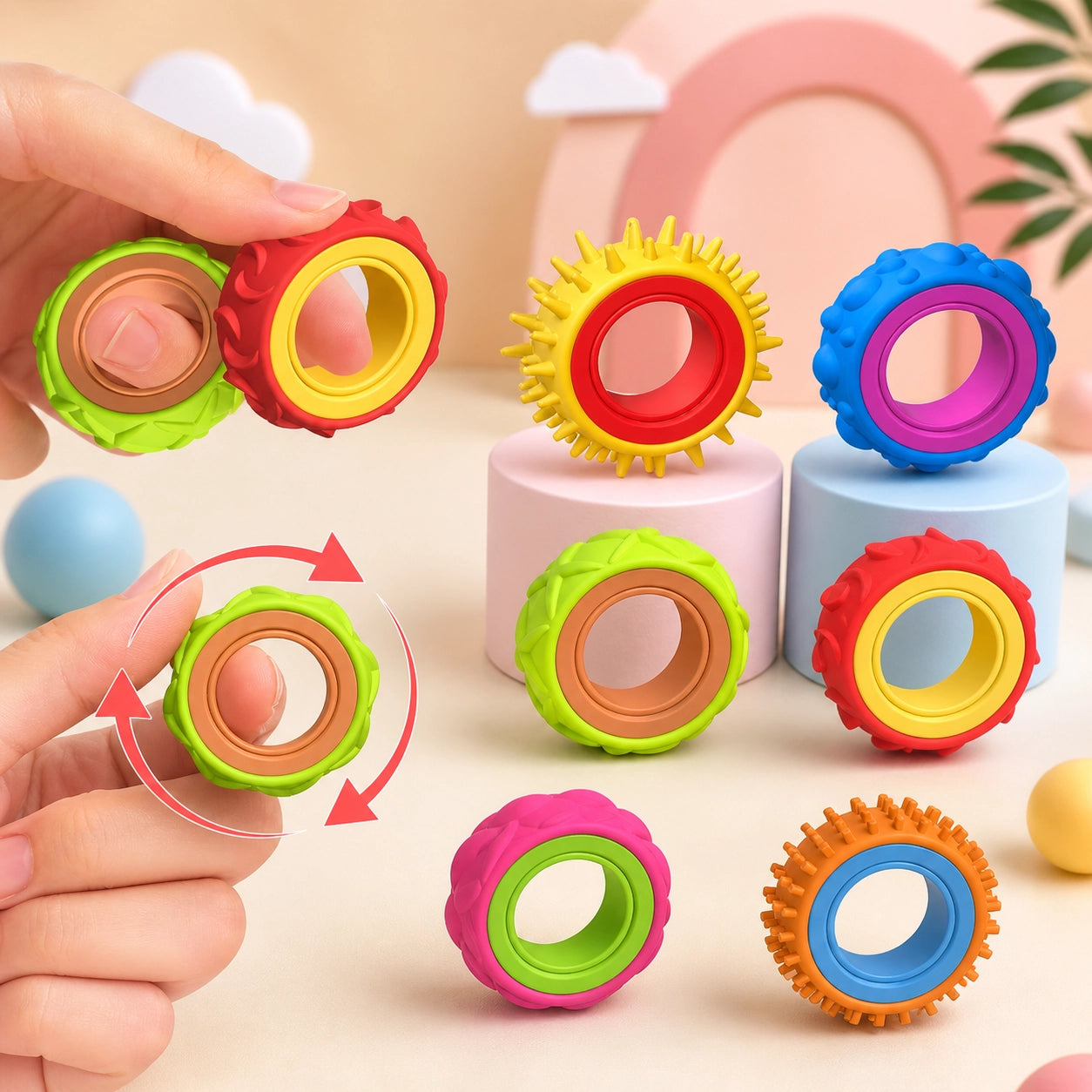 Fidget Ring drehbar – Anti Stress Spinner Ring für Erwachsene | ADHS & Anxiety Finger Spielzeug