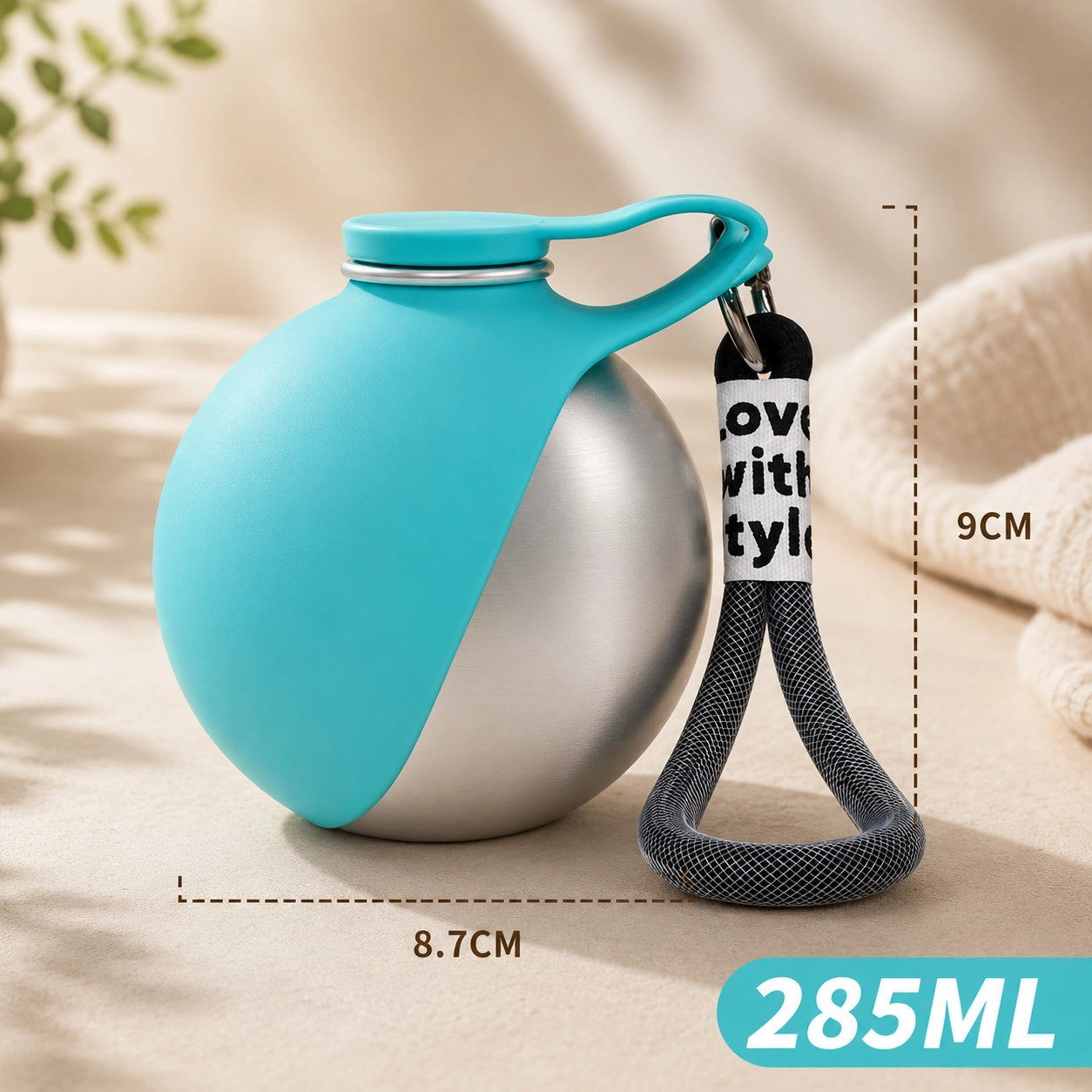 2-in-1 Hundetrinkflasche 285ml – Auslaufsichere Edelstahl Wasserflasche für Hunde & Katzen | Reise & Outdoor