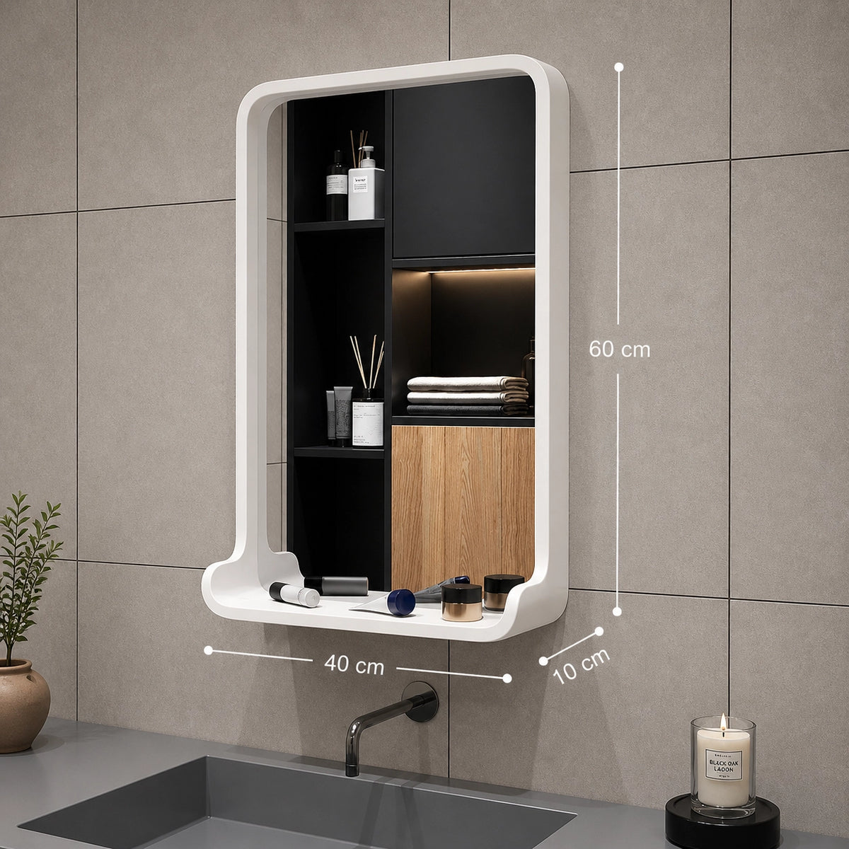 Nordischer Badezimmerspiegel Holz – Wandspiegel im modernen Design | Schminkspiegel ohne Beleuchtung