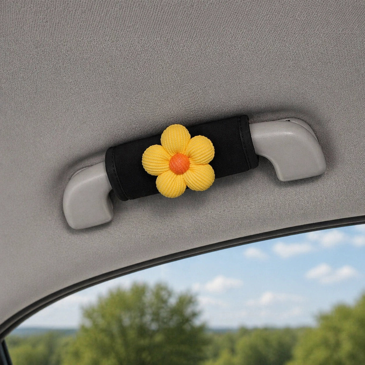 Auto Türgriff Abdeckung Plüsch Blume (2er Set) – Weiche Griffpolster Deko für Innenraum