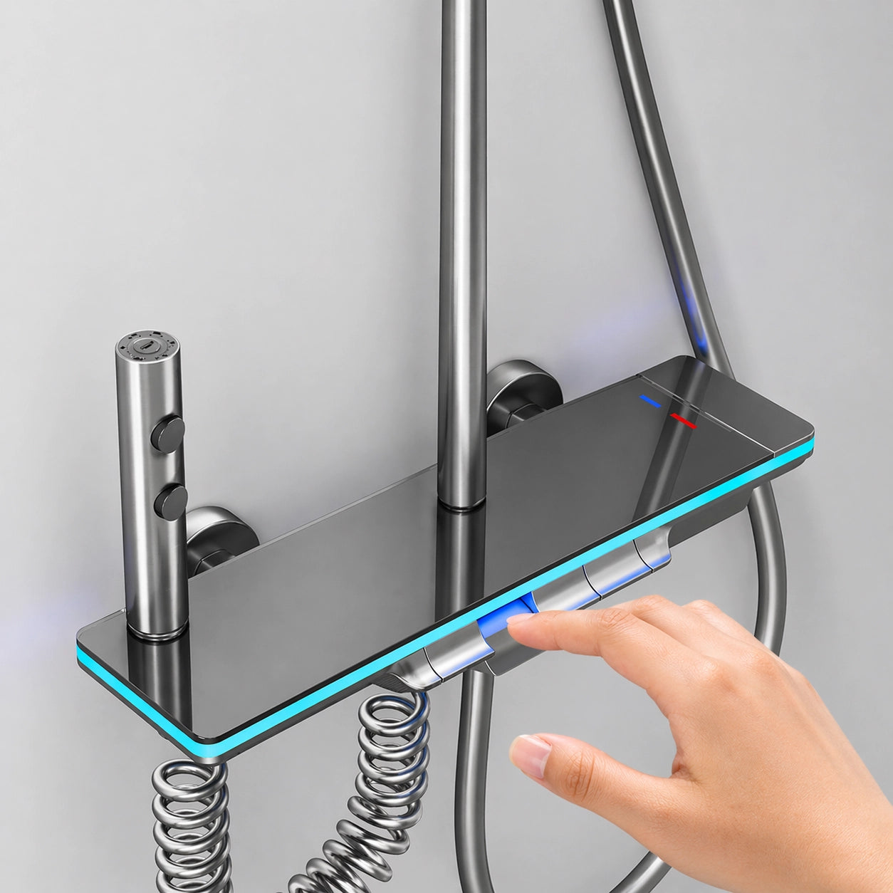 Smart Duschsystem Set mit Regendusche – Digitalanzeige, Temperaturmischer & LED Atmosphäre