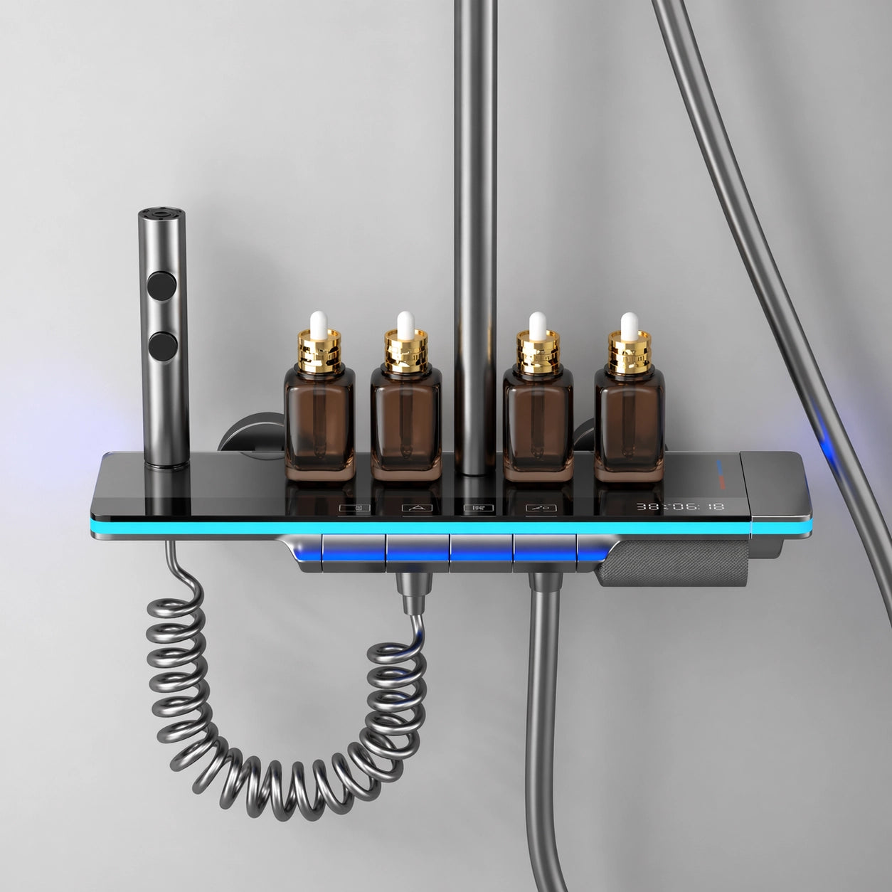 Smart Duschsystem Set mit Regendusche – Digitalanzeige, Temperaturmischer & LED Atmosphäre