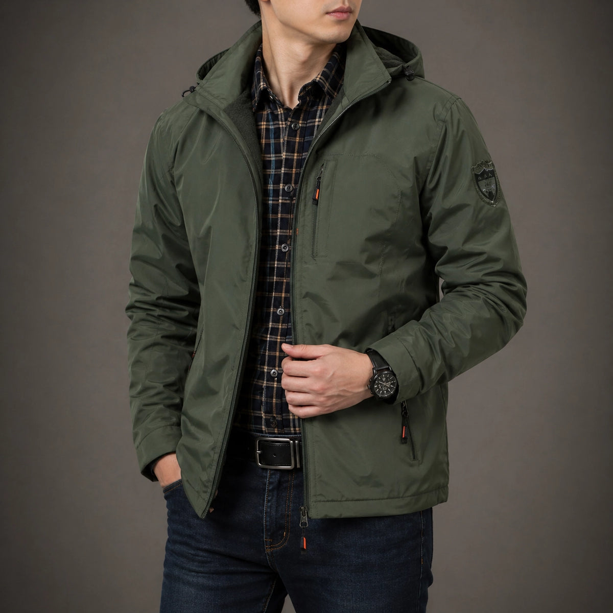 Herren Outdoor Jacke Leicht – Winddichte Kapuzenjacke Business Casual | Schnelltrocknend für Frühling & Herbst