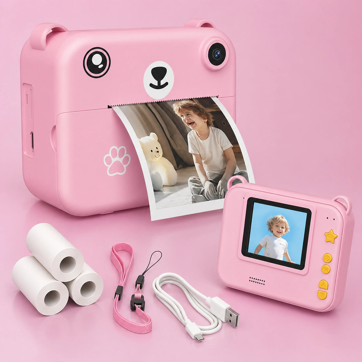 Kinderkamera mit Sofortdruck – Digitale Kamera für Kinder mit Druckfunktion & Akku