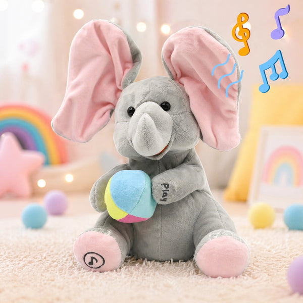 Animierter Elefant Plüschtier – Singendes Peekaboo Spielzeug mit Beweglichen Ohren