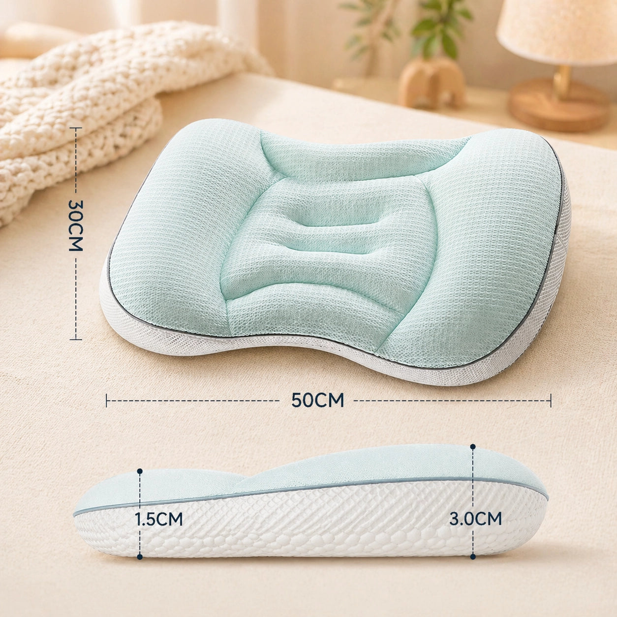 Kinder Nackenstützkissen – Ergonomisches Babykissen Atmungsaktiv 4 Jahreszeiten