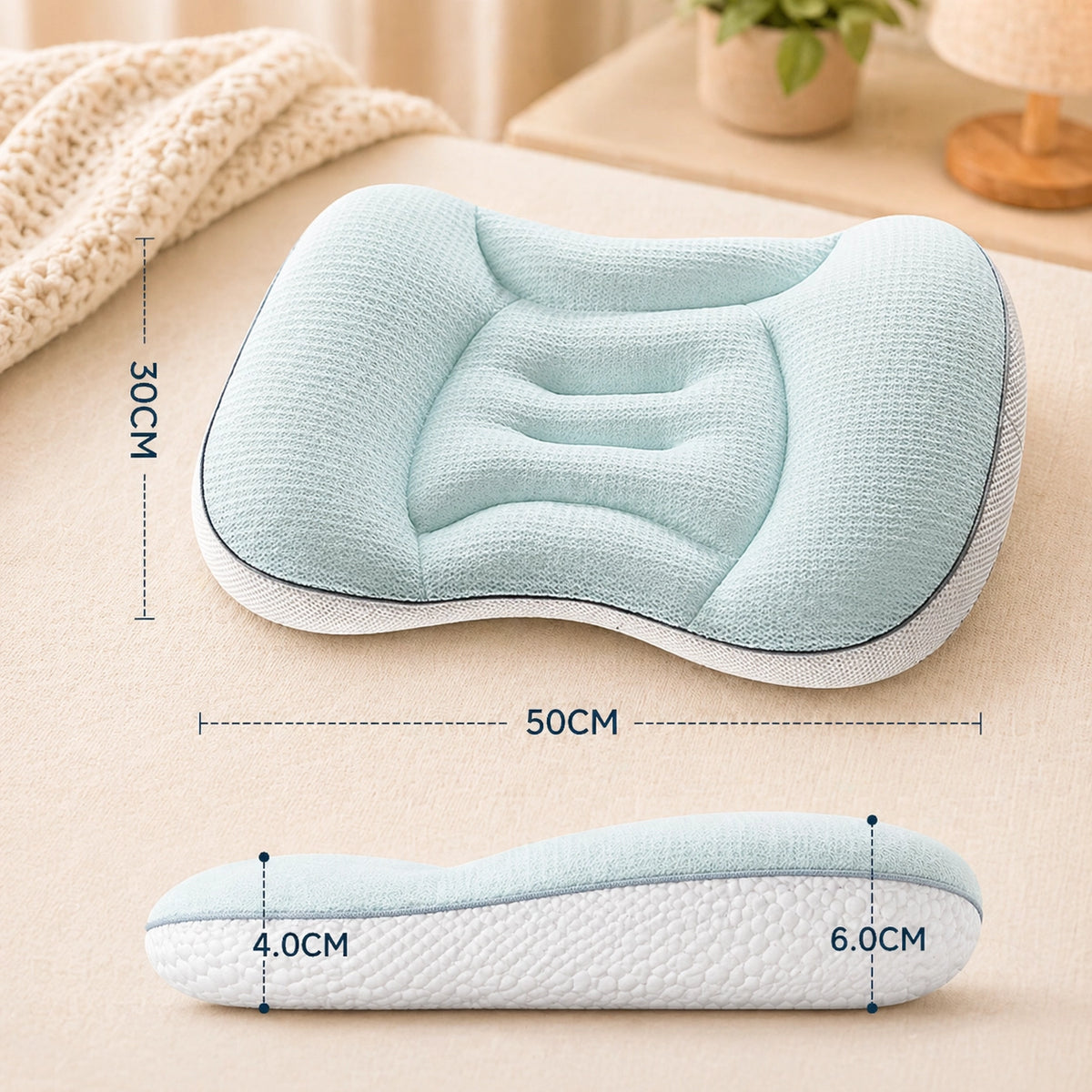 Kinder Nackenstützkissen – Ergonomisches Babykissen Atmungsaktiv 4 Jahreszeiten