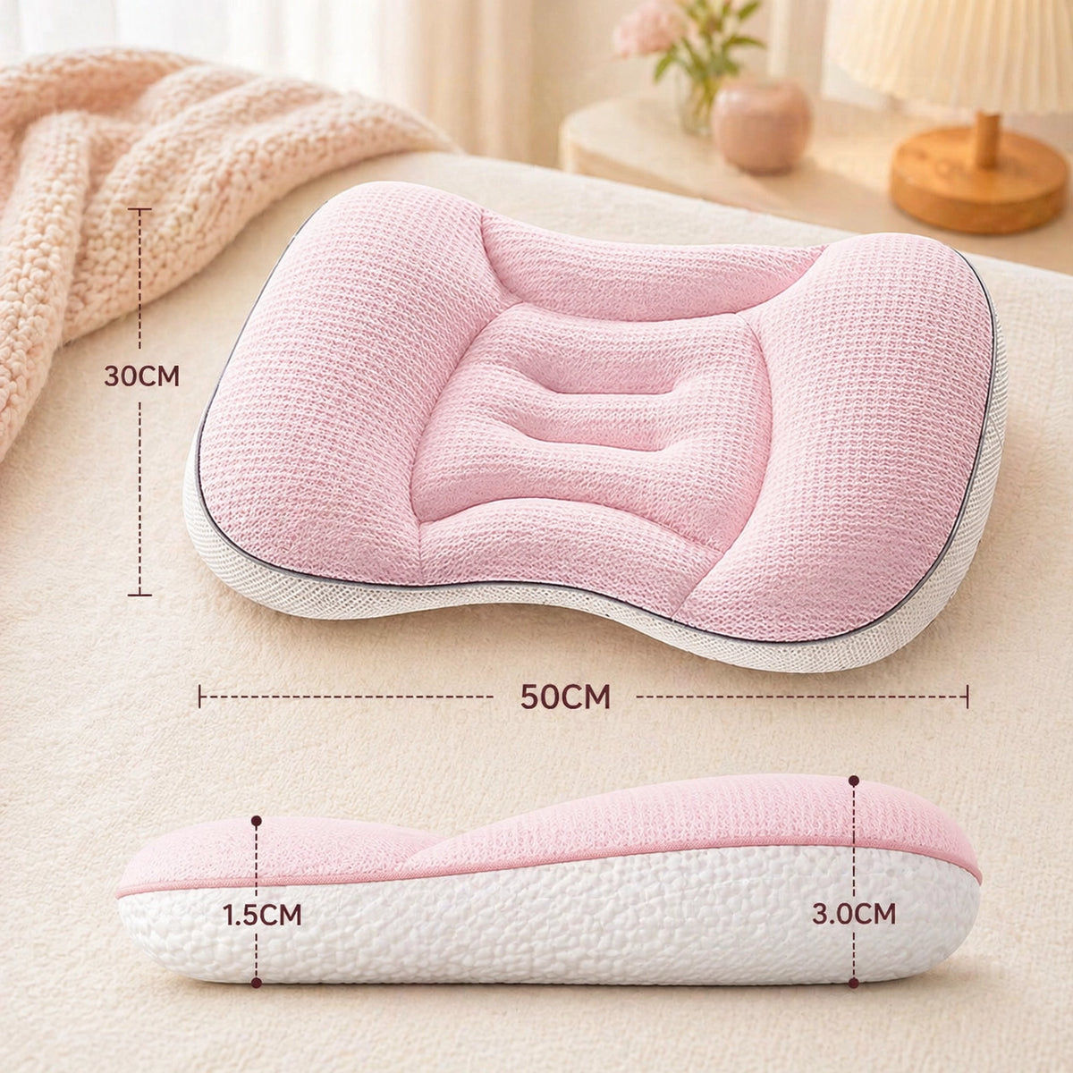 Kinder Nackenstützkissen – Ergonomisches Babykissen Atmungsaktiv 4 Jahreszeiten
