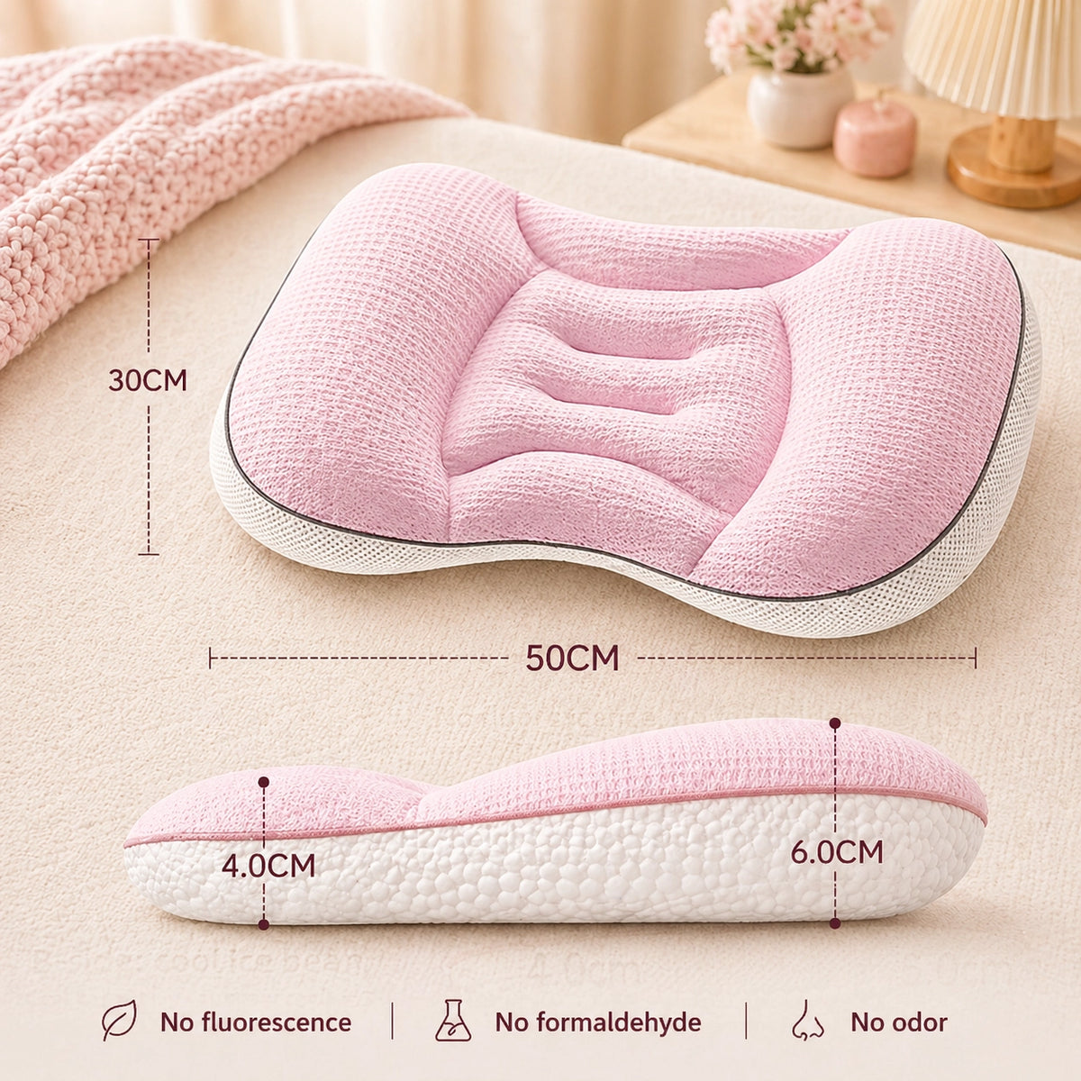 Kinder Nackenstützkissen – Ergonomisches Babykissen Atmungsaktiv 4 Jahreszeiten
