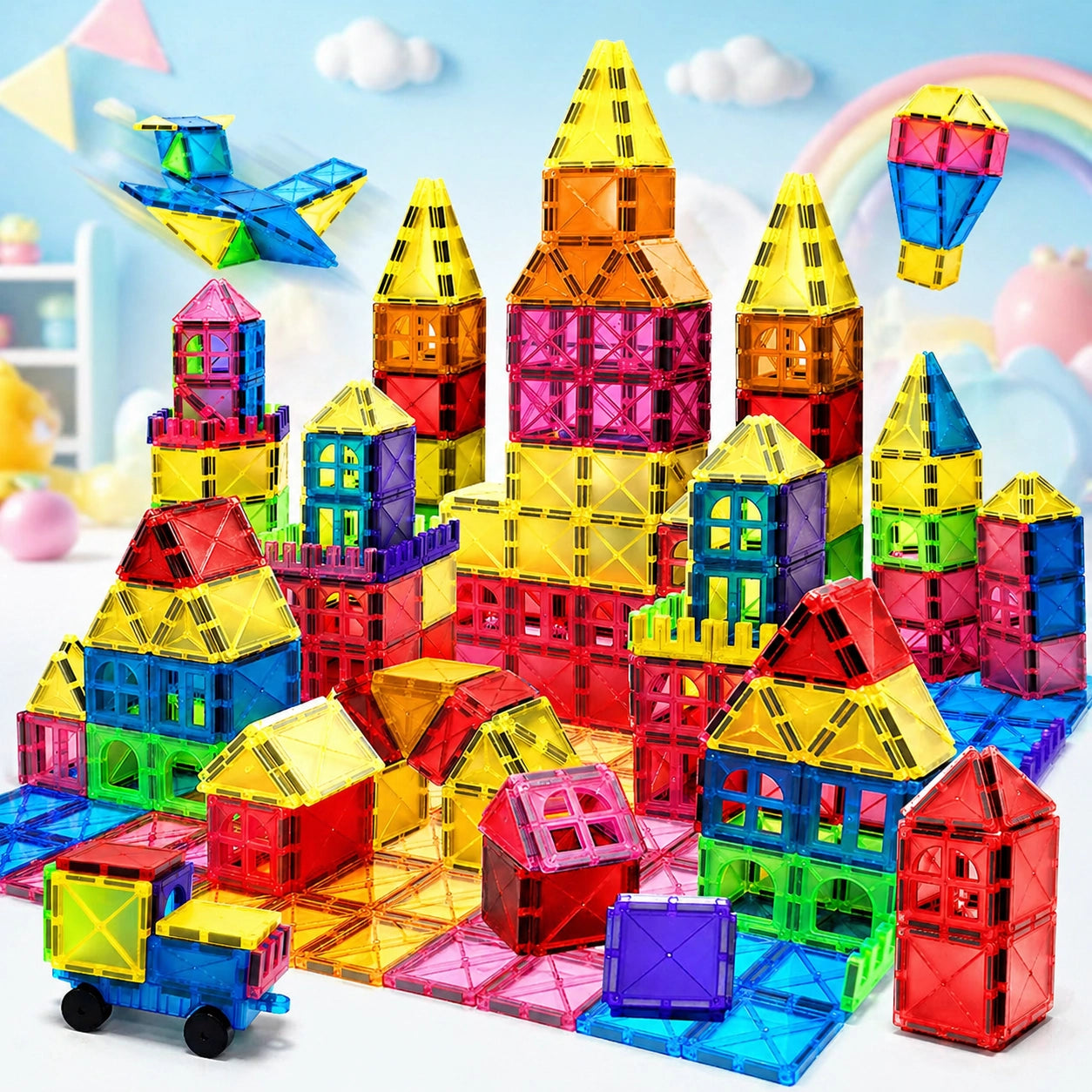 Magnetische Bausteine Set Kinder – Montessori Lernspielzeug DIY Bauset ab 3 Jahre