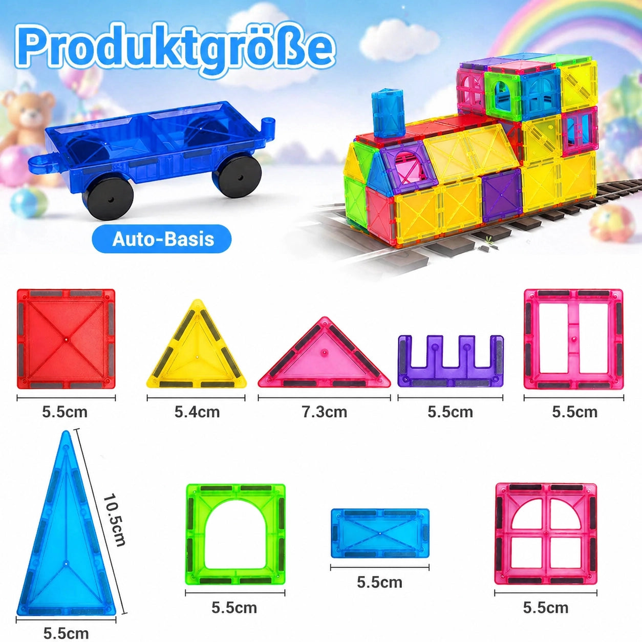 Magnetische Bausteine Set Kinder – Montessori Lernspielzeug DIY Bauset ab 3 Jahre