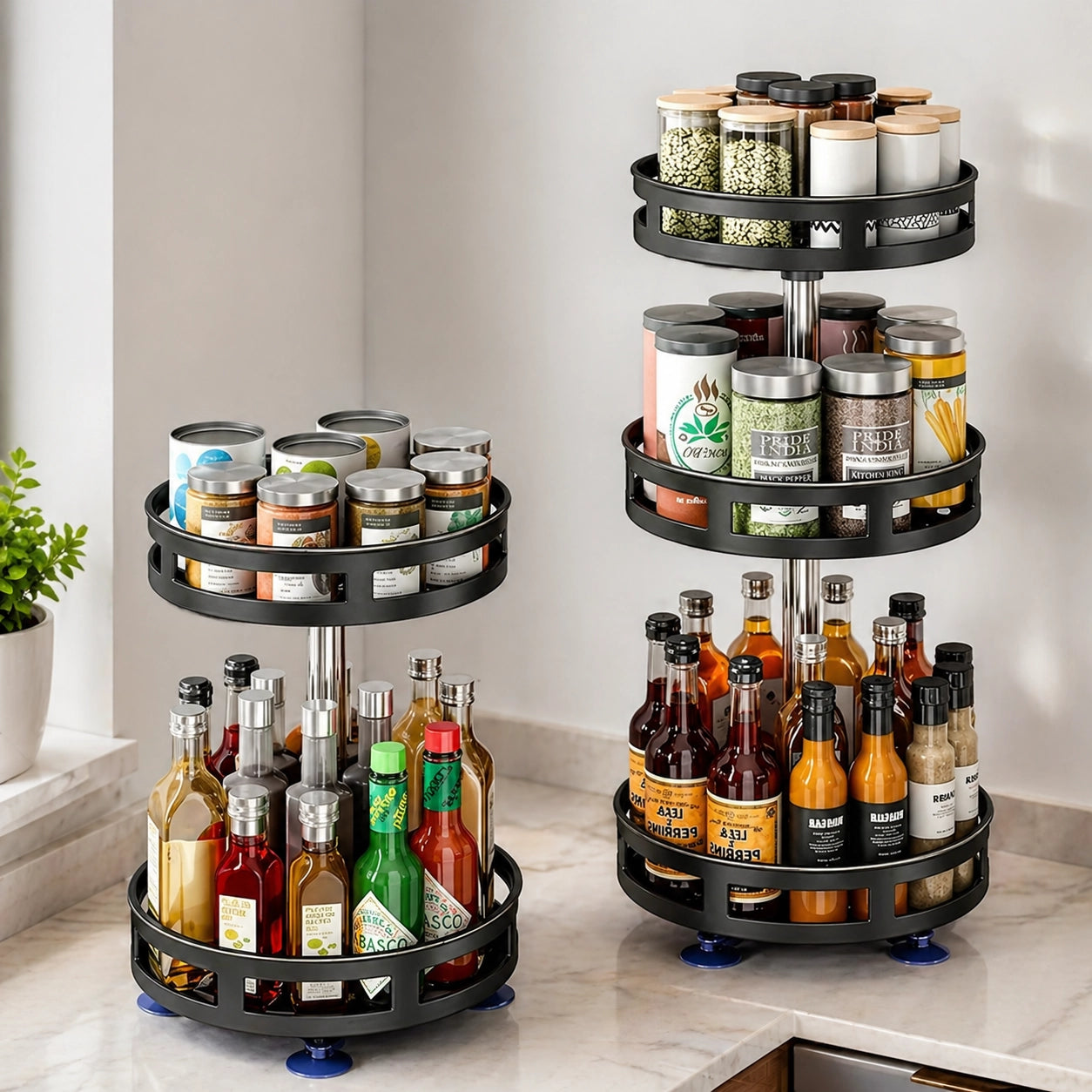 360° Drehbarer Organizer – Rotierende Aufbewahrungsbox für Küche & Bad