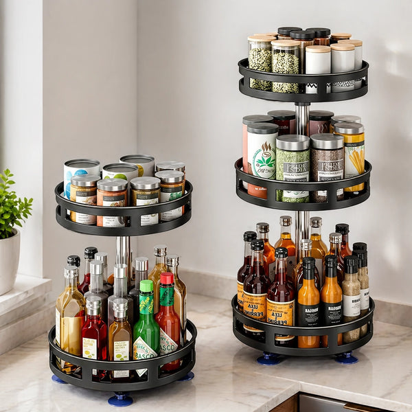360° Drehbarer Organizer – Rotierende Aufbewahrungsbox für Küche & Bad