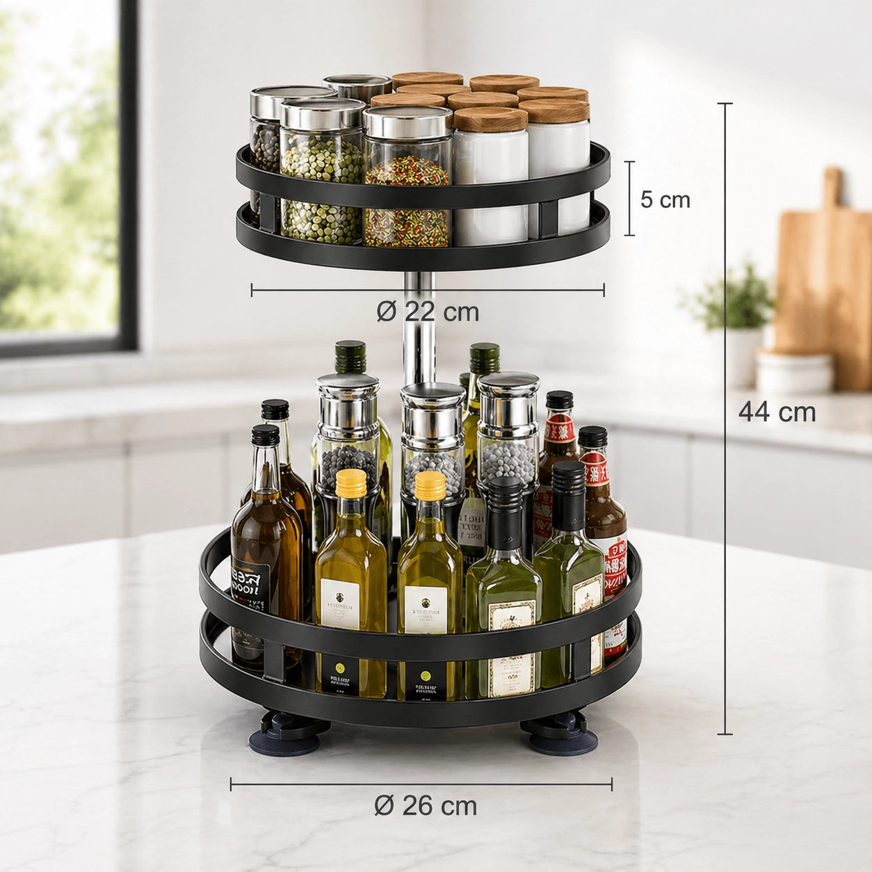 360° Drehbarer Organizer – Rotierende Aufbewahrungsbox für Küche & Bad