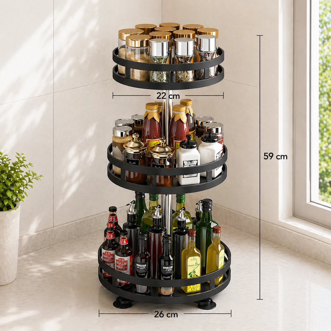 360° Drehbarer Organizer – Rotierende Aufbewahrungsbox für Küche & Bad