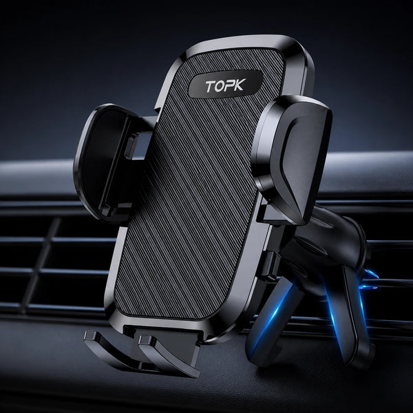 TOPK Auto Handyhalterung Lüftung – 360° drehbar & stabil mit Hakenclip | Universal KFZ Halter