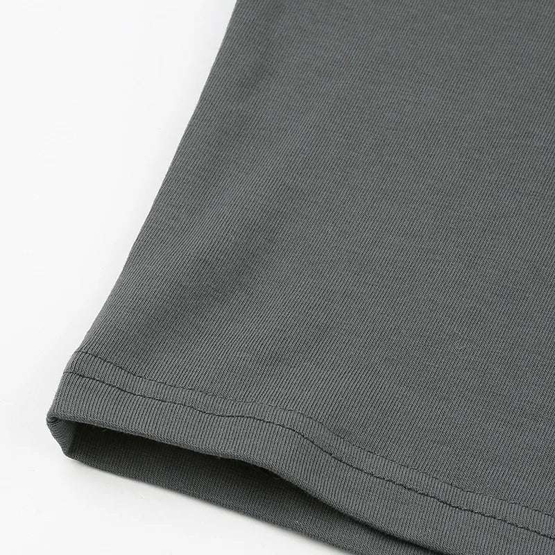 Damen Crop Top Langarm – Slim Fit T-Shirt Schwarz Weiß | Korean Style Stretch Shirt