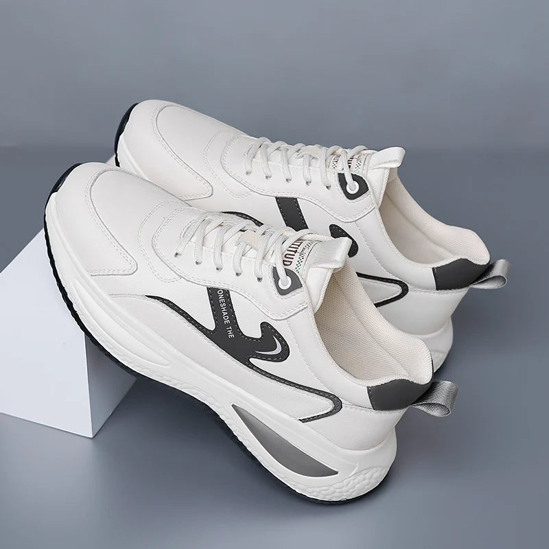 Herren High Top Sneaker Leder – Stylische Freizeit & Sportschuhe aus Rindsleder | Rutschfest, Wasserdicht & Bequem