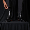 Chelsea Boots Herren Leder Schwarz – Elegante Ankle Boots mit roter Sohle & spitzer Form | Slip-On Business Schuhe