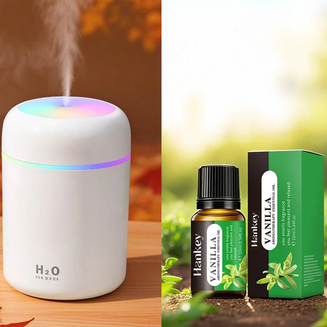 300ml Aroma Diffusor – Luftbefeuchter mit LED & ätherischen Ölen USB