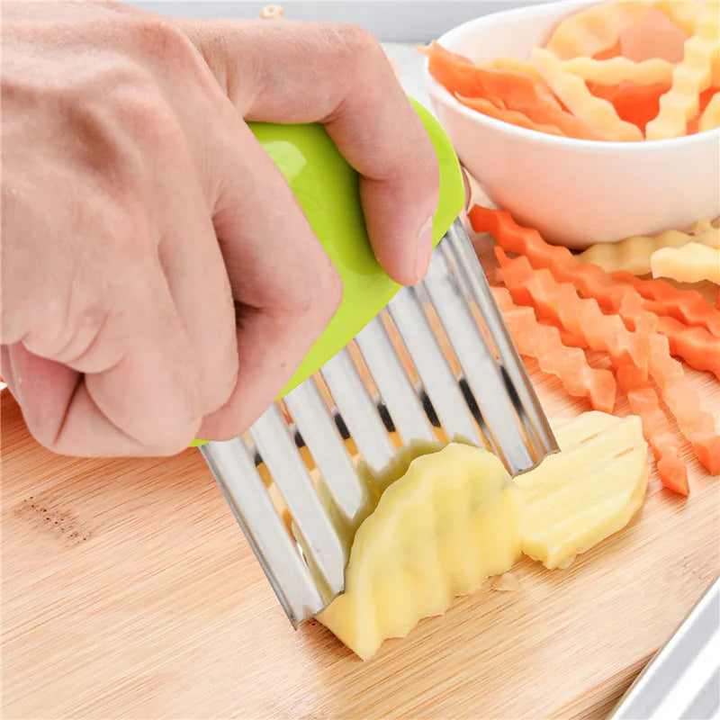 Wellenschneider Edelstahl – Kartoffel Wellenmesser für Pommes & Gemüse | Kreativer Küchenhelfer