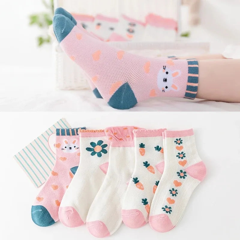 Mädchen Socken Sommer 5 Paar – Dünne Mesh Socken Atmungsaktiv & Weich