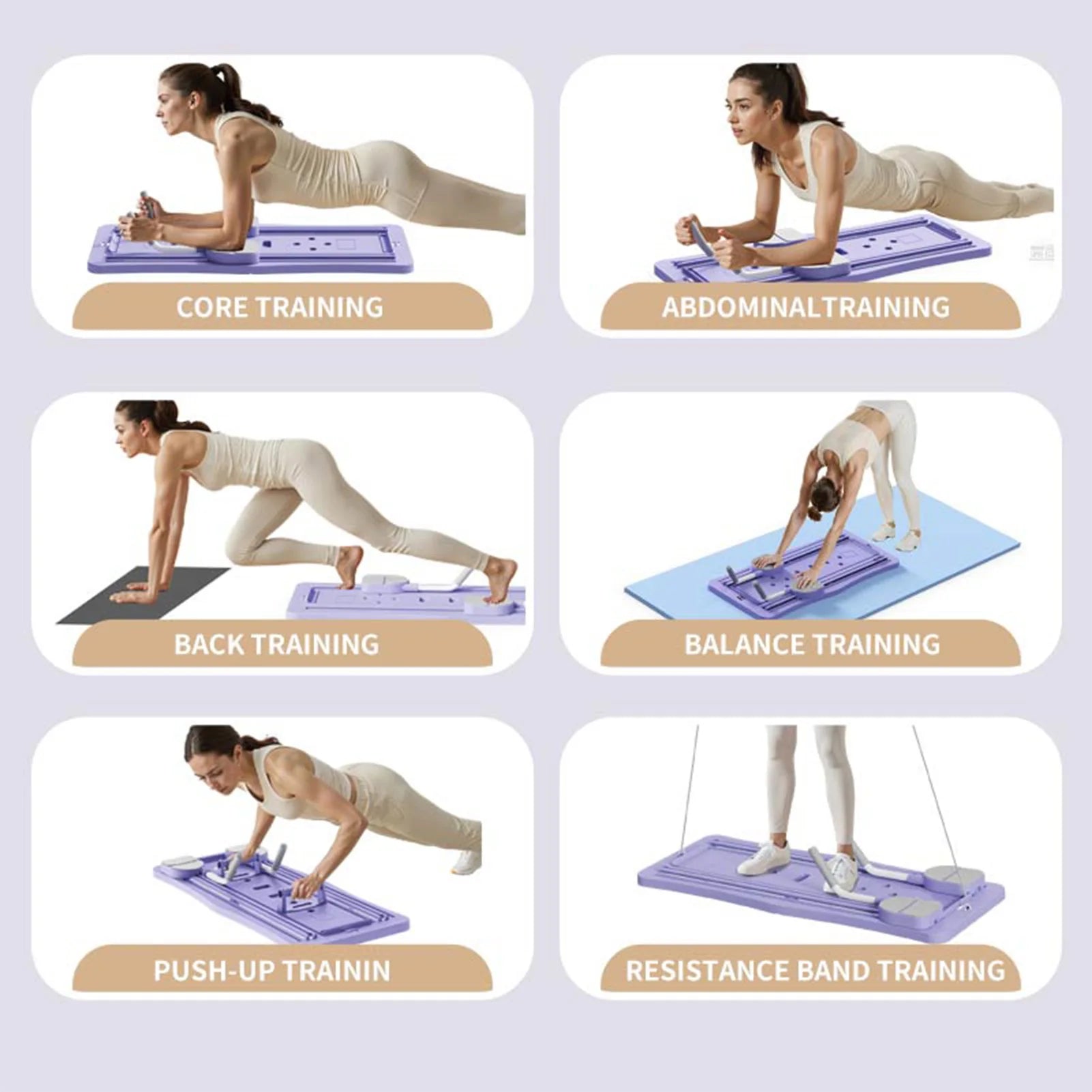 Pilates Board 4-in-1 Faltbar – Core Trainer mit Ab Roller, Push-Up & Resistance Bands