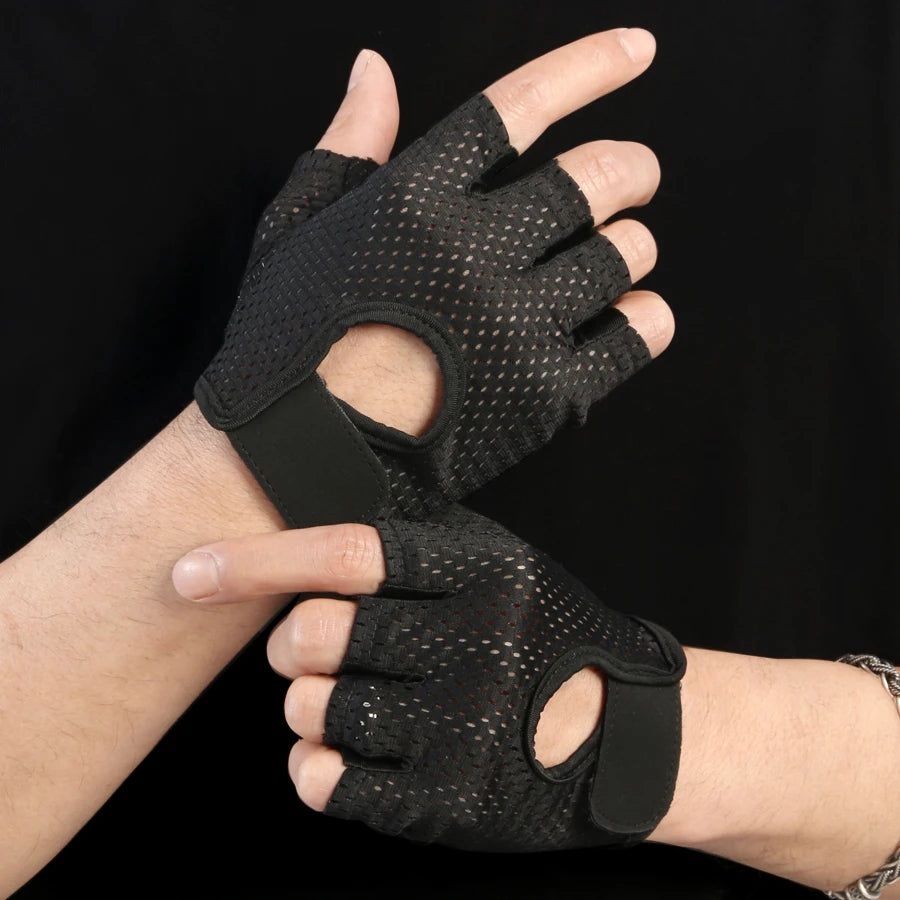 Halbfinger Sporthandschuhe Sommer – Atmungsaktive Fitness & Fahrrad Handschuhe mit Anti-Rutsch Grip | Unisex Gym Handschuhe