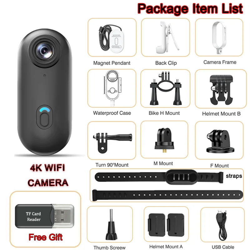 Mini 4K Kamera Magnetisch – Pocket Vlog Bodycam WLAN Outdoor Action Cam
