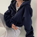 Damen Sweatshirt Jacke mit Fleece – Slim Fit Herbst/Winter Jacke mit Reißverschluss | Minimalistische Sport Oberbekleidung