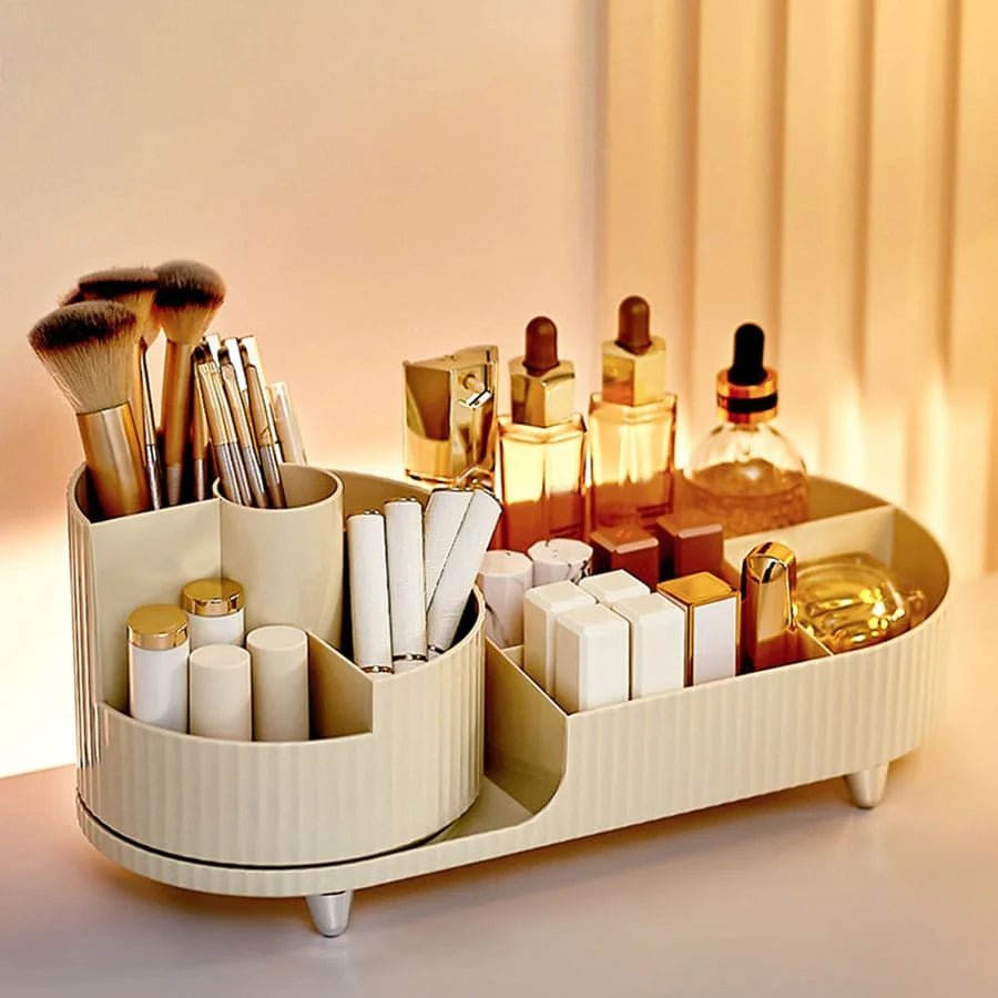 Kosmetik Organizer drehbar 360° – Make-up Aufbewahrung mit Fächern | Lippenstift & Hautpflege Box