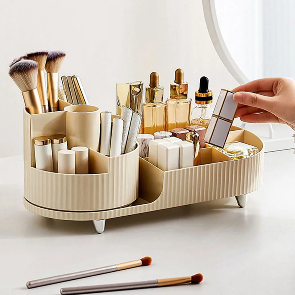 Kosmetik Organizer drehbar 360° – Make-up Aufbewahrung mit Fächern | Lippenstift & Hautpflege Box