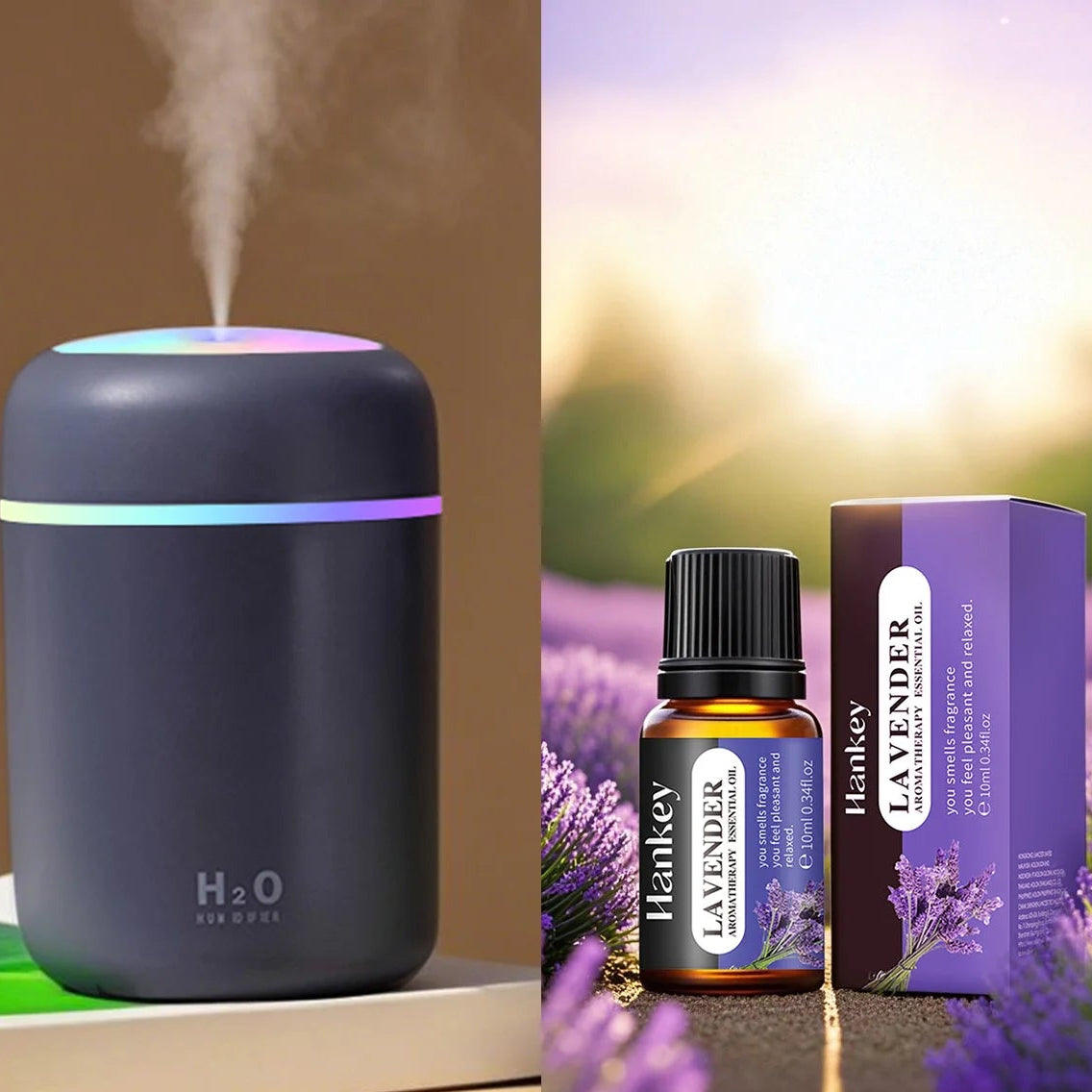 300ml Aroma Diffusor – Luftbefeuchter mit LED & ätherischen Ölen USB