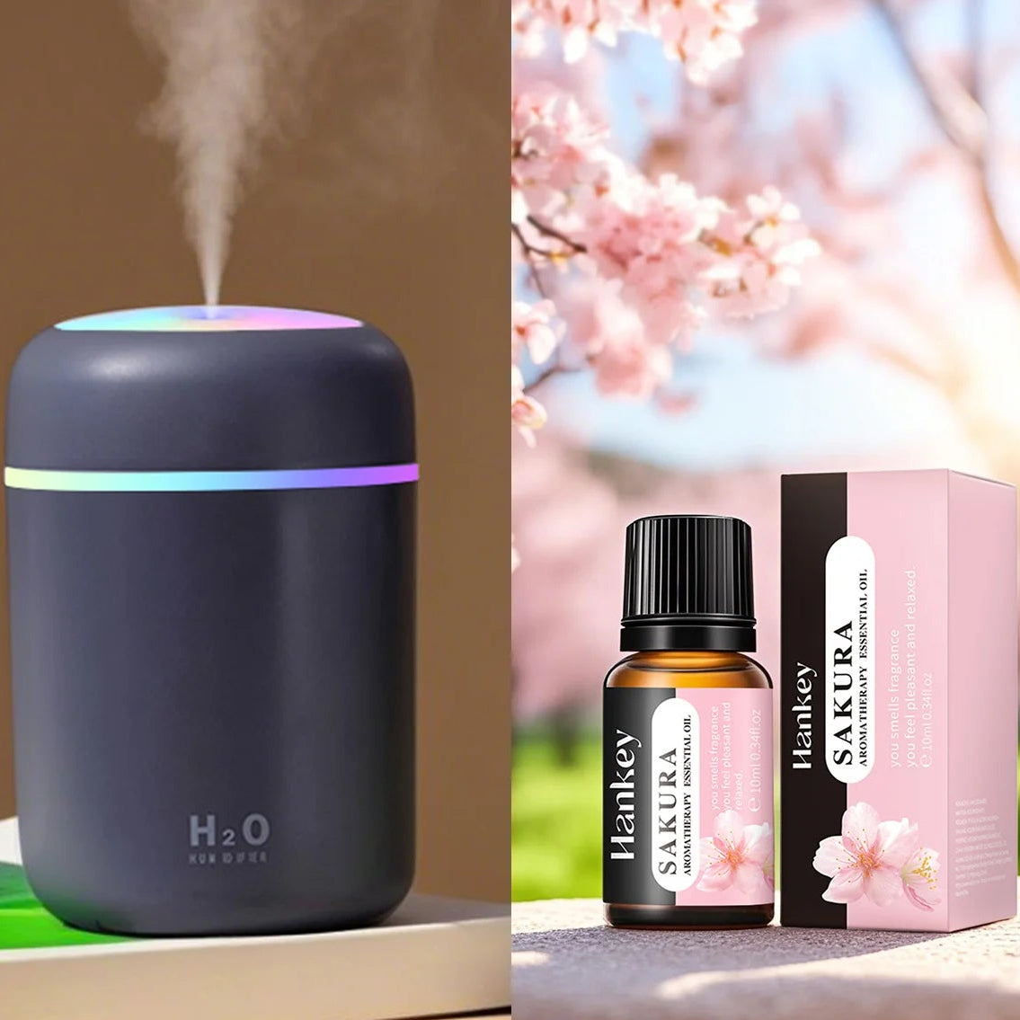 300ml Aroma Diffusor – Luftbefeuchter mit LED & ätherischen Ölen USB
