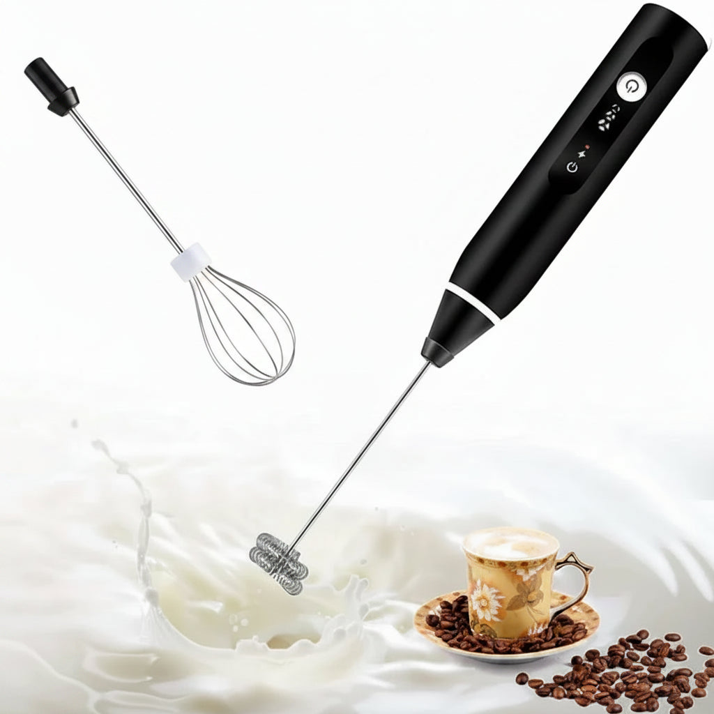 Elektrischer Milchaufschäumer USB – Handmixer mit 3 Stufen & Aufsätzen