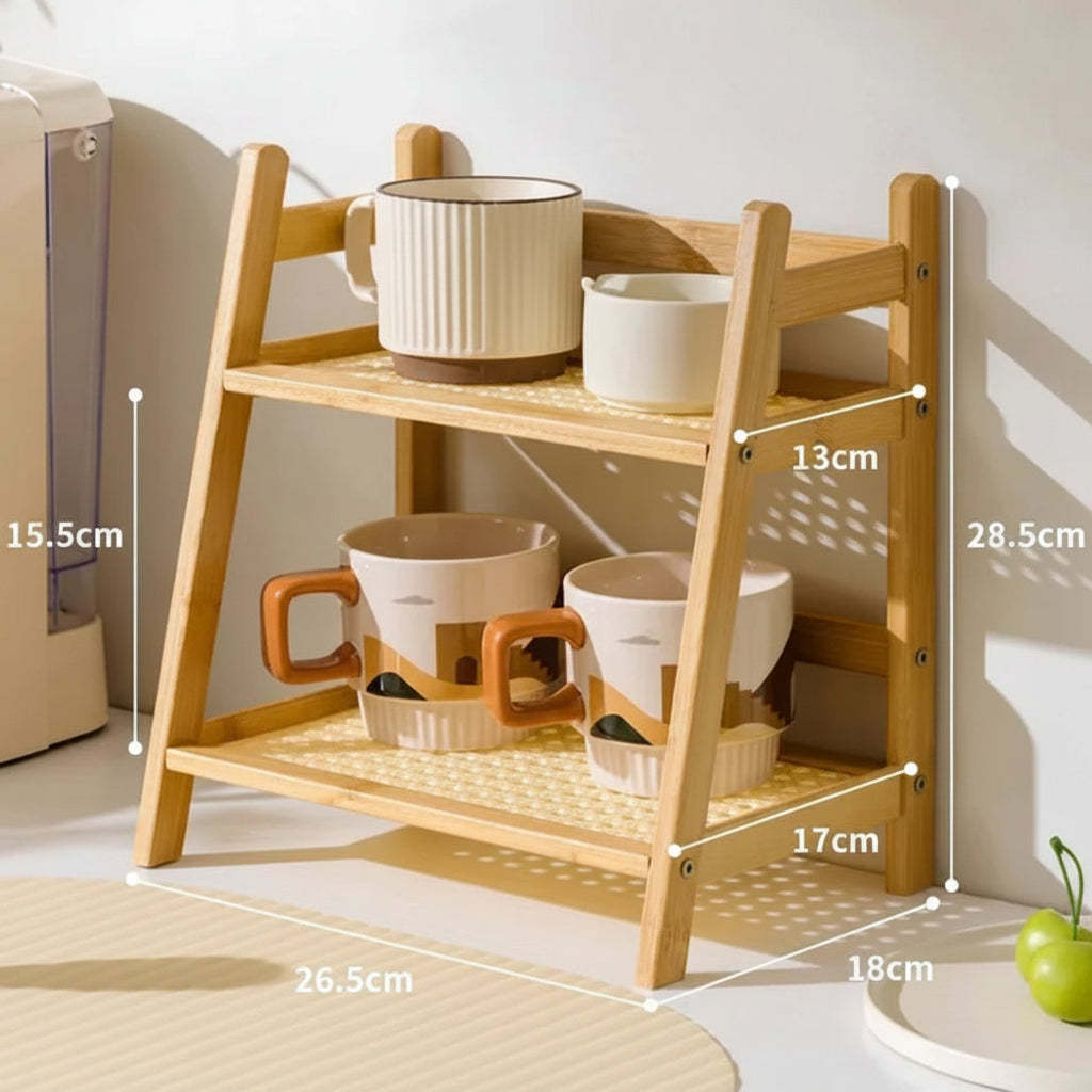 Bambus Organizer 2 Etagen – Arbeitsplatten Regal für Küche, Bad & Zuhause