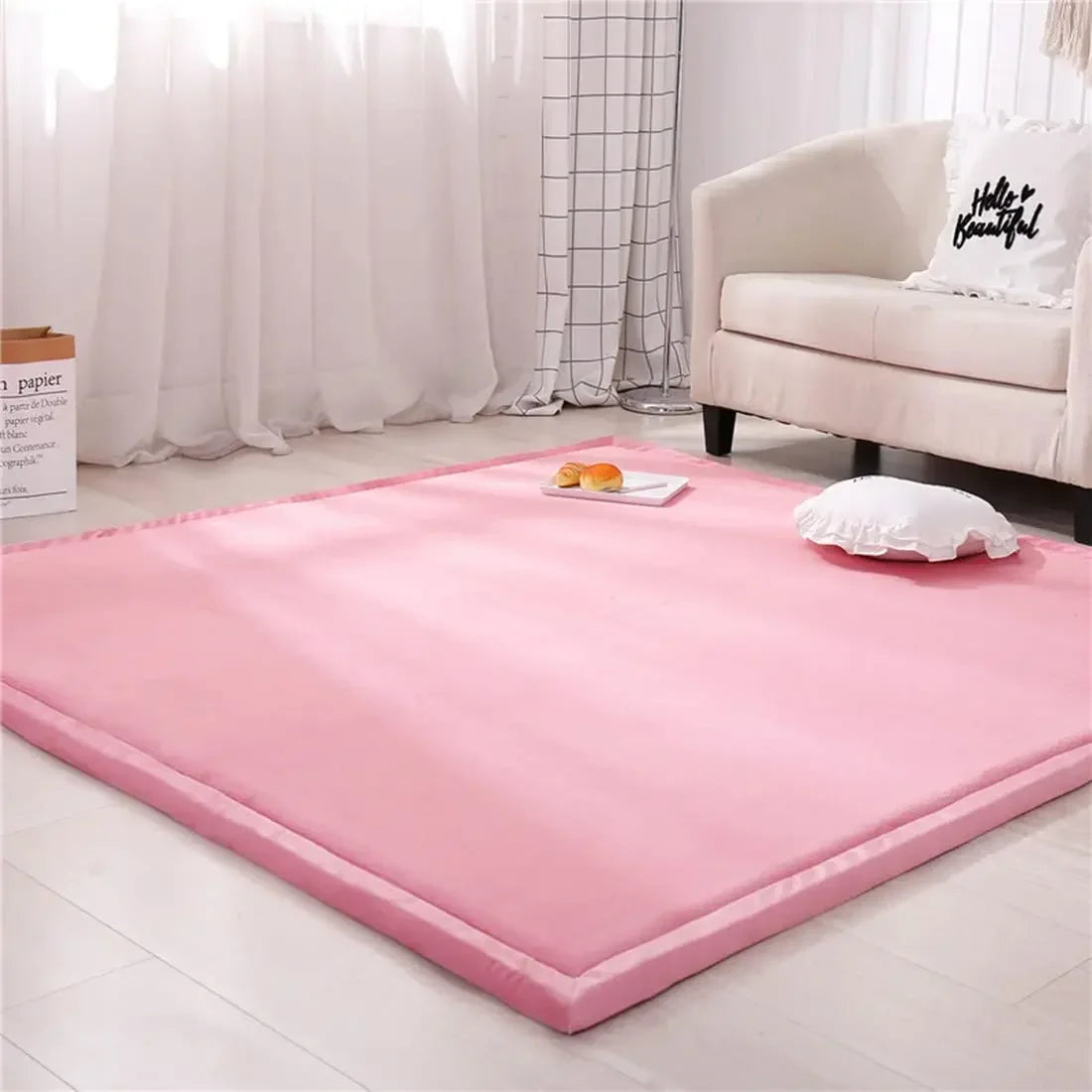 Baby Spielmatte 3cm Dick – Weiche Krabbelmatte Gepolstert für Kinderzimmer & Wohnzimmer