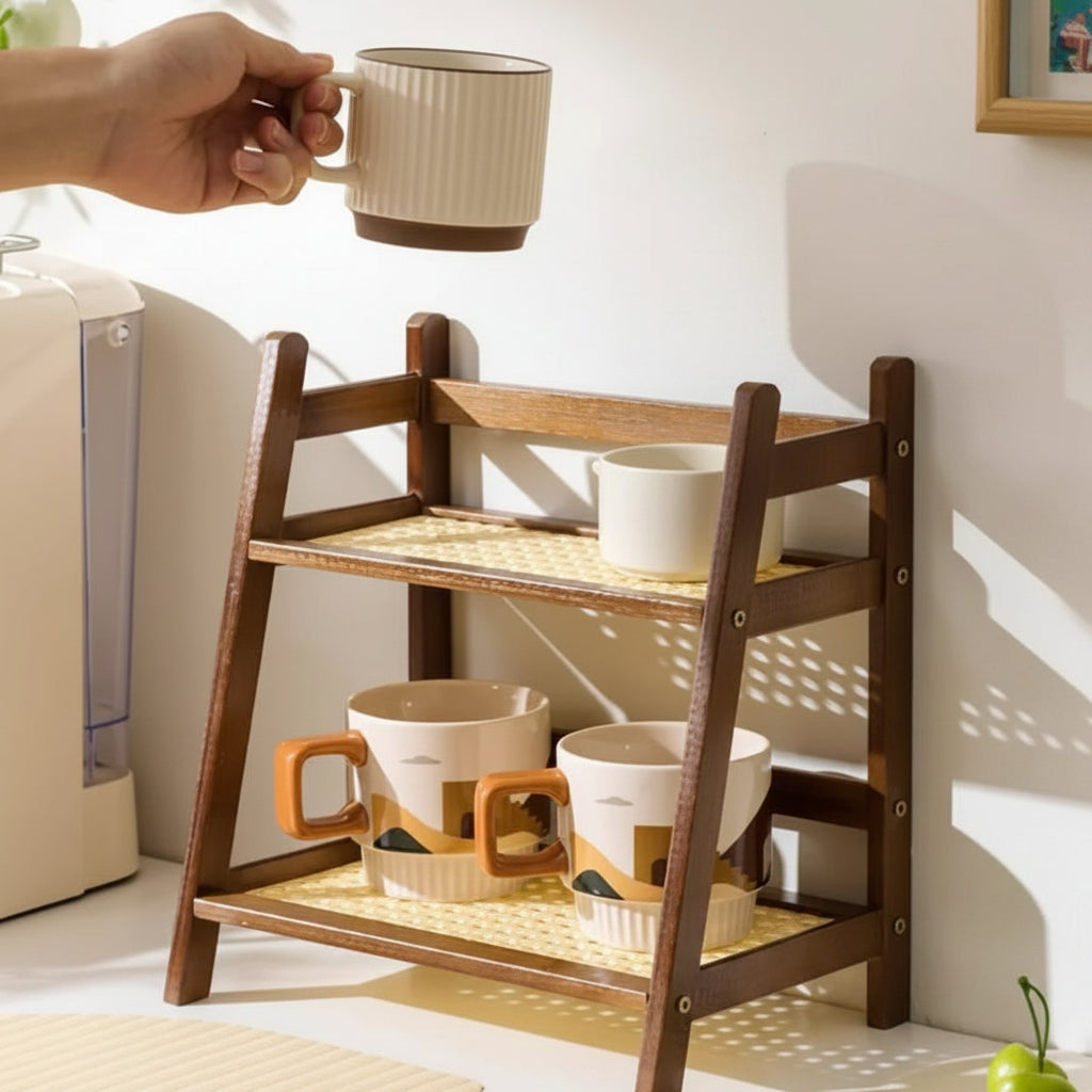 Bambus Organizer 2 Etagen – Arbeitsplatten Regal für Küche, Bad & Zuhause