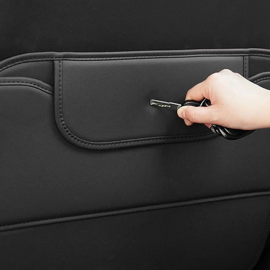 Auto Sitzschutz Rückseite PU Leder – Anti-Kick Organizer mit Tasche, Wasserdicht & Kratzfest
