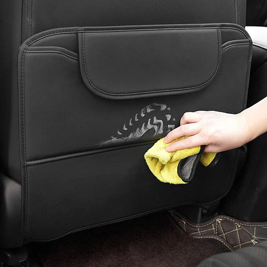 Auto Sitzschutz Rückseite PU Leder – Anti-Kick Organizer mit Tasche, Wasserdicht & Kratzfest