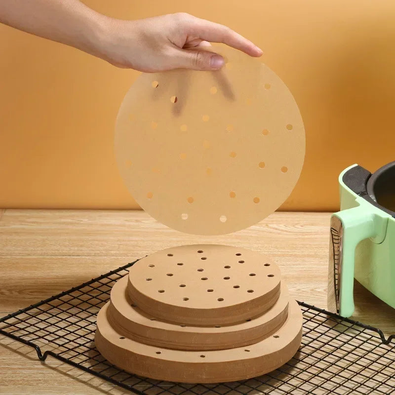 Air Fryer Papier Einlagen 100 Stück – Antihaft Pergamentpapier für Heißluftfritteuse