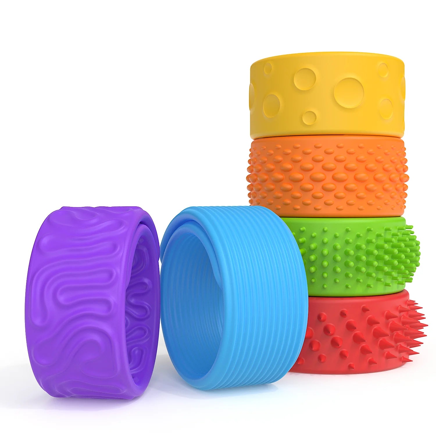 Sensorische Fidget Armbänder 6er Set – Silikon Slap Armbänder gegen Stress & Unruhe | Autismus & ADHS Spielzeug