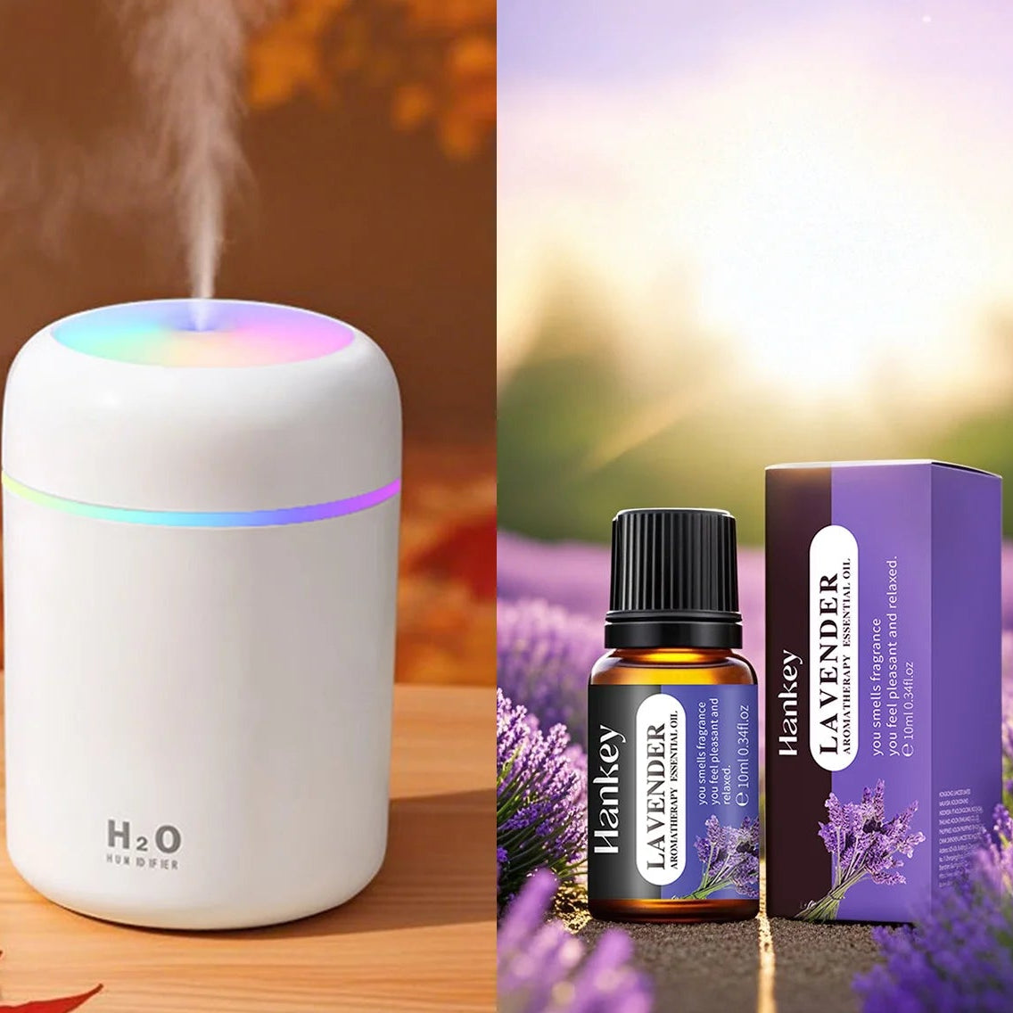 300ml Aroma Diffusor – Luftbefeuchter mit LED & ätherischen Ölen USB