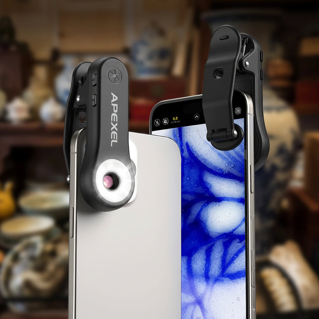 APEXEL 200X Mikroskop Linse für Smartphone – Makro Objektiv mit LED & Clip