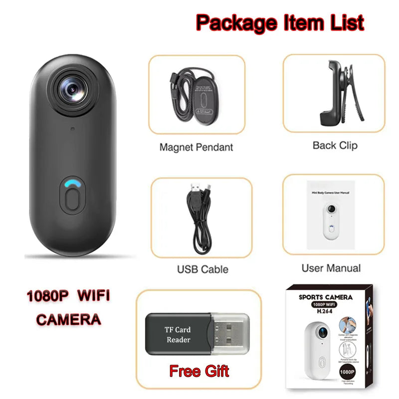 Mini 4K Kamera Magnetisch – Pocket Vlog Bodycam WLAN Outdoor Action Cam