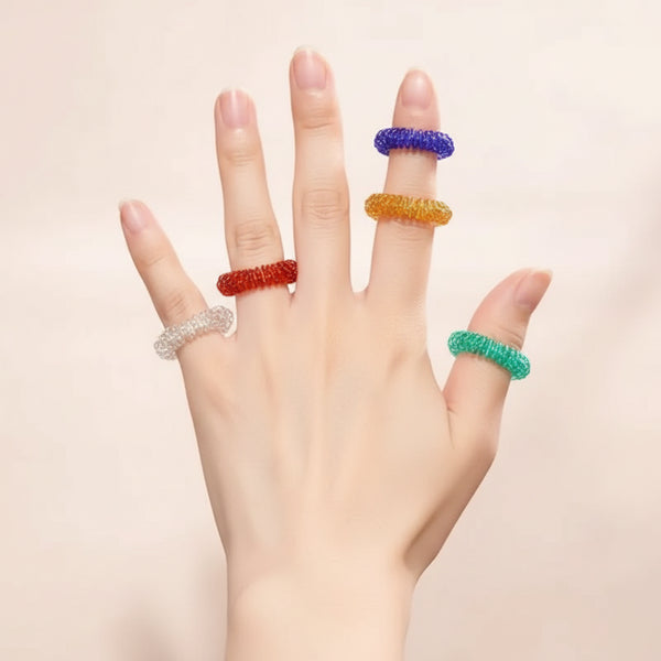 Akupressur Massagering Set (5–15 Stk.) – Finger Massage Stressabbau Anti Stress Ring